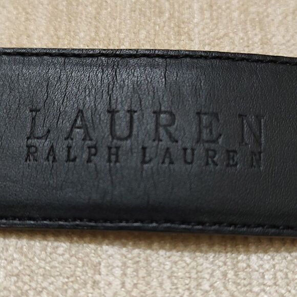 Lauren Ralph Lauren Croc Embossed Gray Leather Belt Silver Buckle Size M - Picture 3 of 11